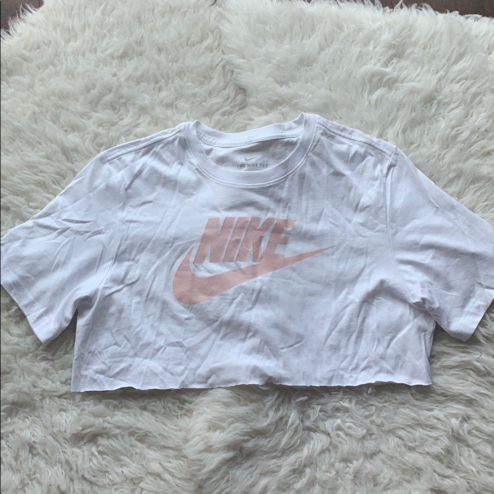 White & Pink Nike Crop Top